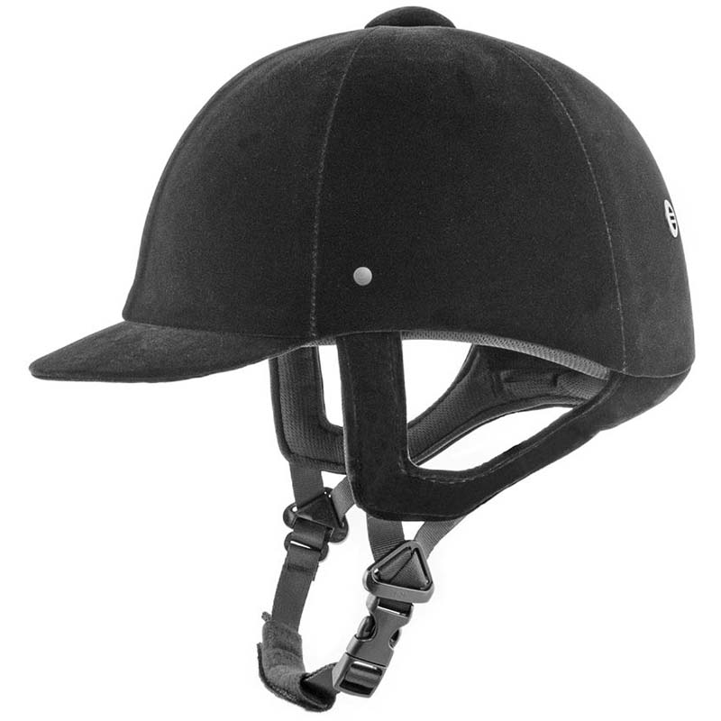 Cap helmet classic velvet with upholstered chin strap