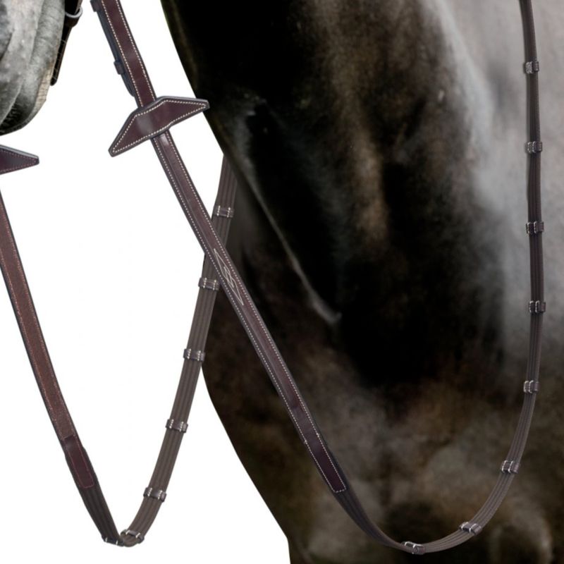 Prestige cotton reins e147 with 9 stoppers and fancy stitching
