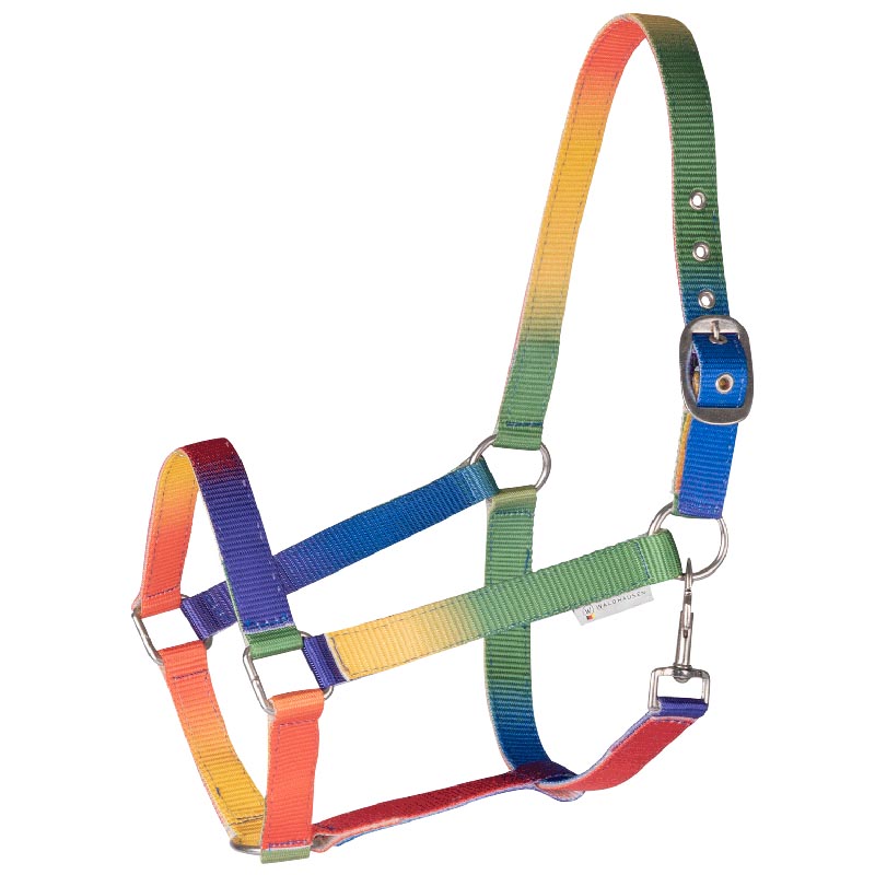 Adjustable nylon rainbow halter