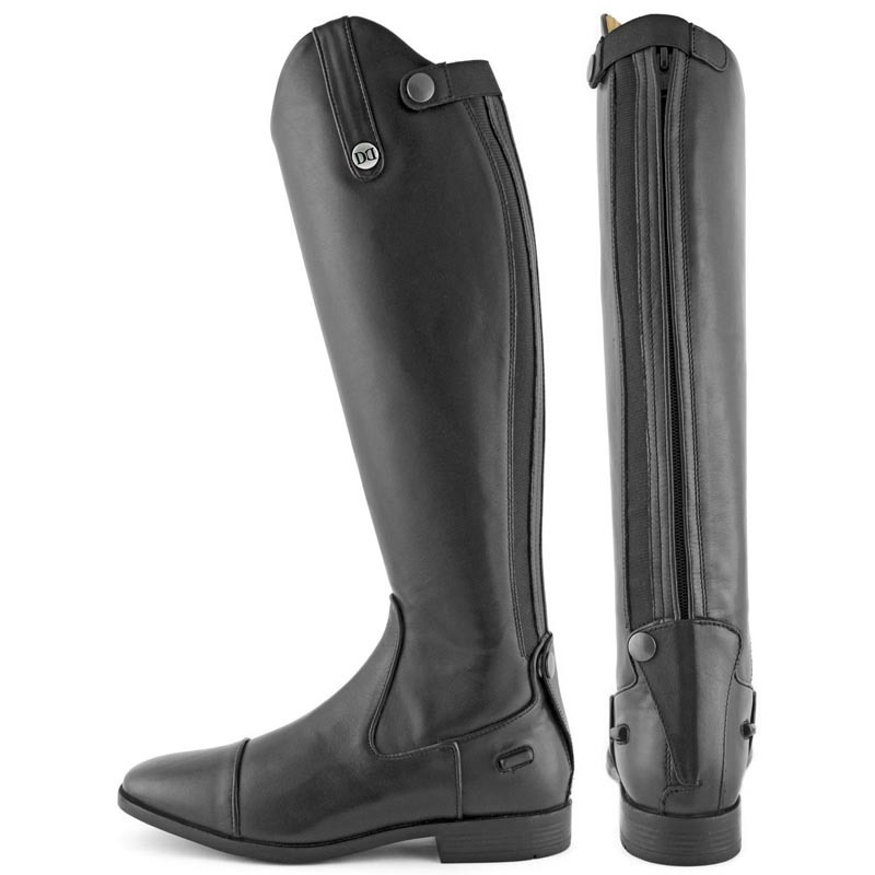 Derby riding boots in black leather with zip