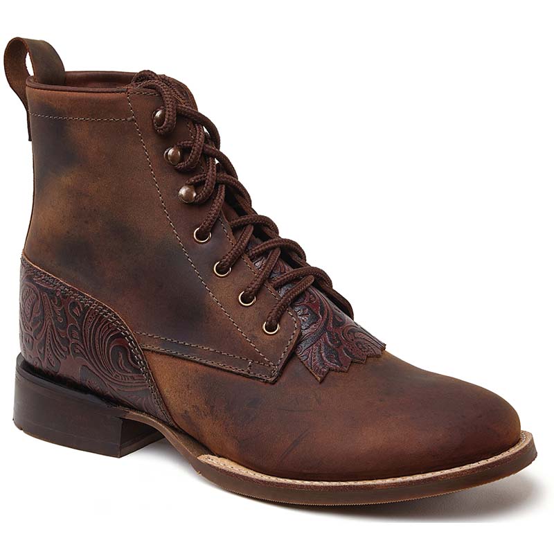 Western unisex low ankle boots with laces