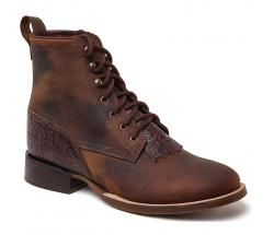 WESTERN UNISEX LOW ANKLE BOOTS WITH LACES - 4317