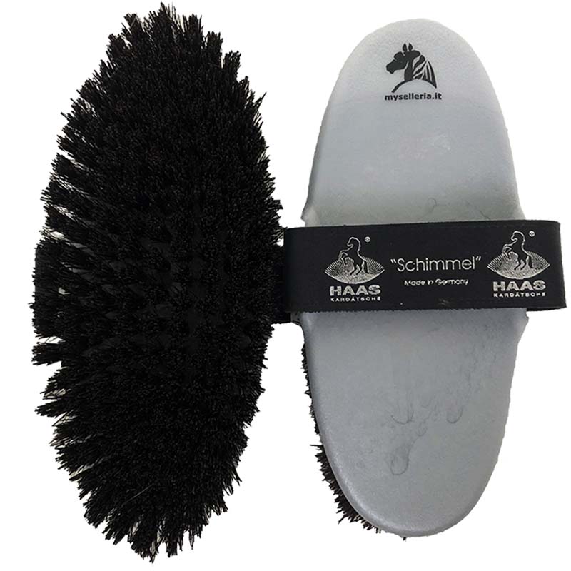 Haas schimmel brush for gray horse with palm fiber bristles