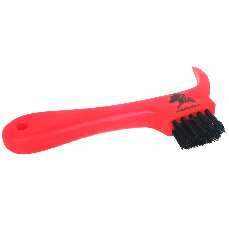 Haas hoof pick with brush with rigid bristles