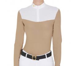 EQUESTRO COMPETITION POLO SHIRT for WOMAN LONG SLEEVE WITH ZIP and MESH - 9736