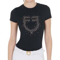 T-SHIRT EQUESTRO PINK RHINESTONES LOGO STRASS WOMEN