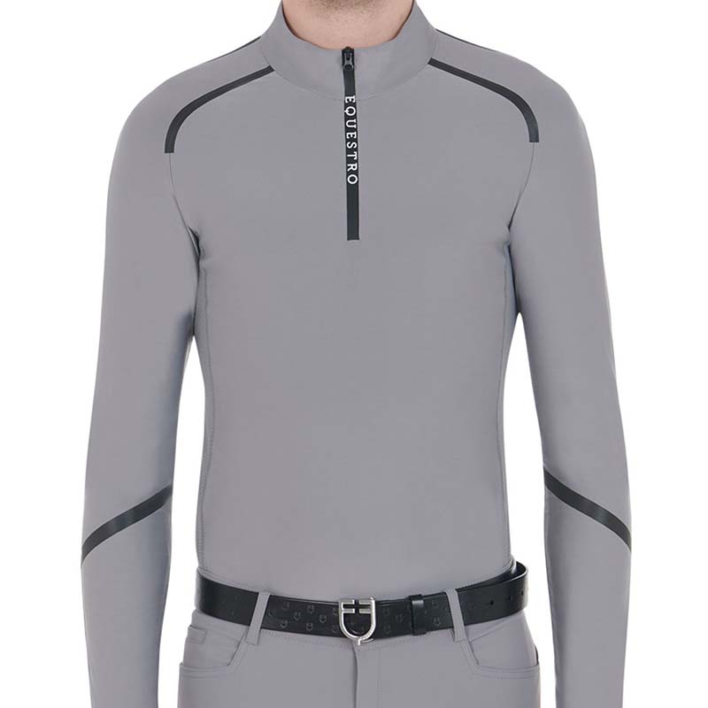 Equestro training polo man long sleeve with zip