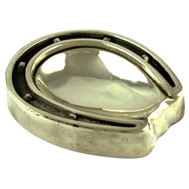 Horseshoe shaped brass ashtray