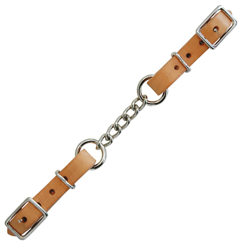Leather curb strap with chain