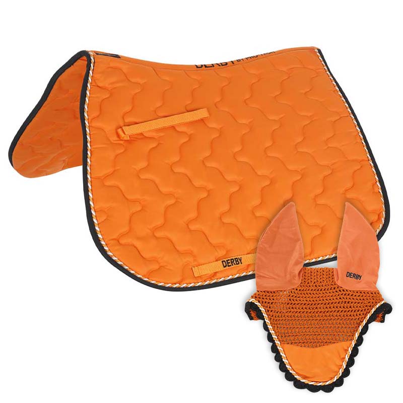 Set english saddle pad Derby with cords with matching bonnet