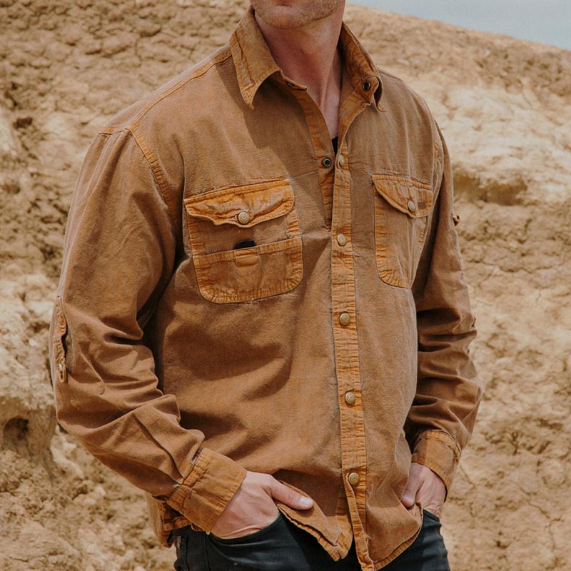 Australian shirt unisex canvas long sleeves tabacco