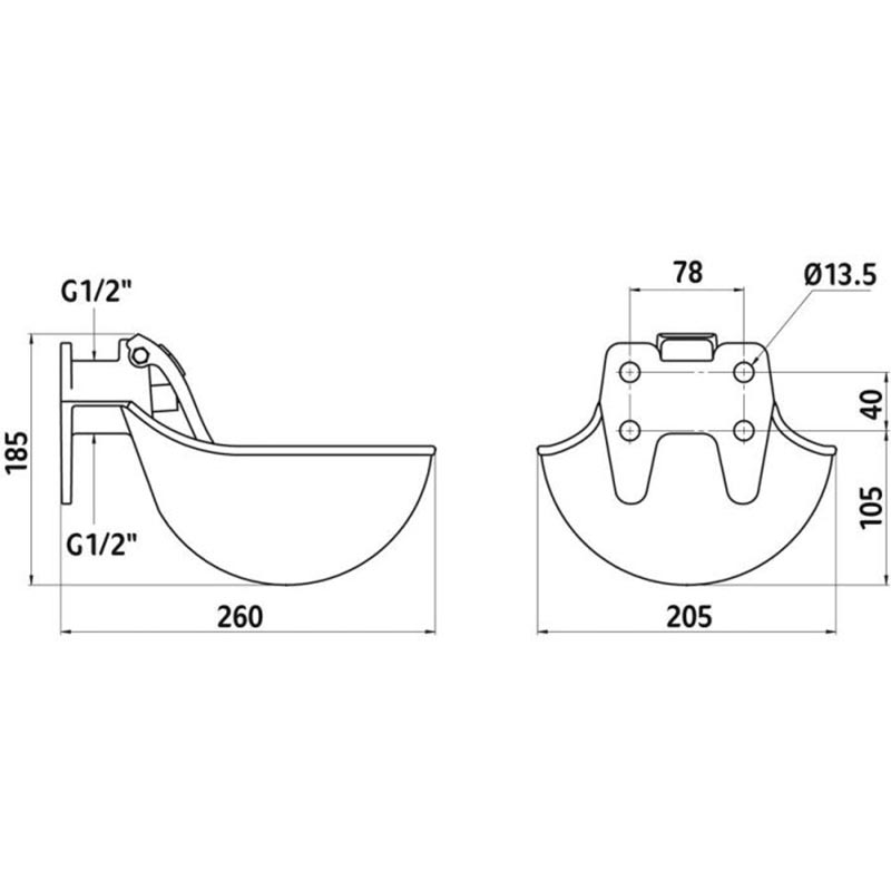 Automatic cast iron drinking bowl with con cast iron plate - 6000