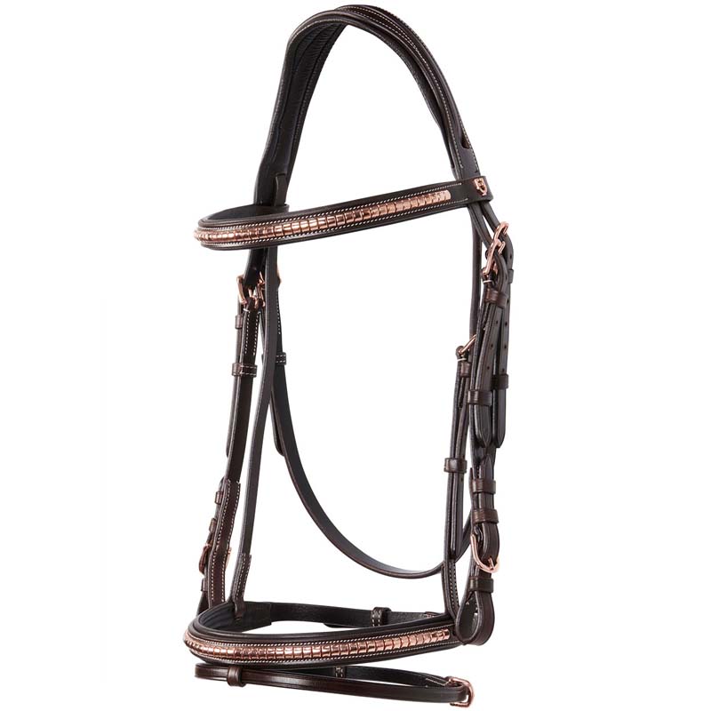 Equestro english bridle in leather with rose gold details - 2335