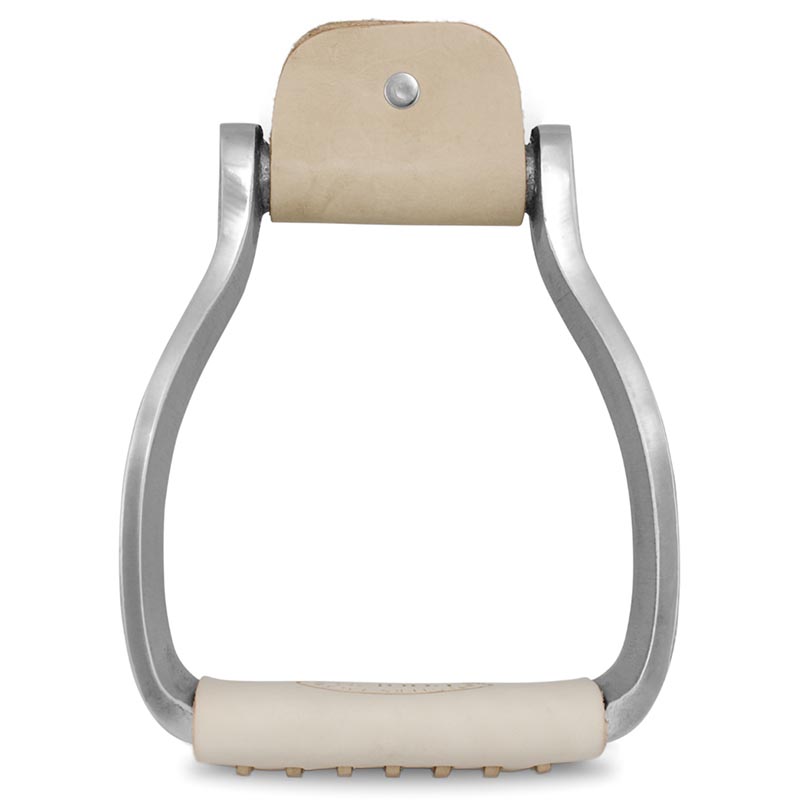 Aluminum western stirrups with leather covered platforms