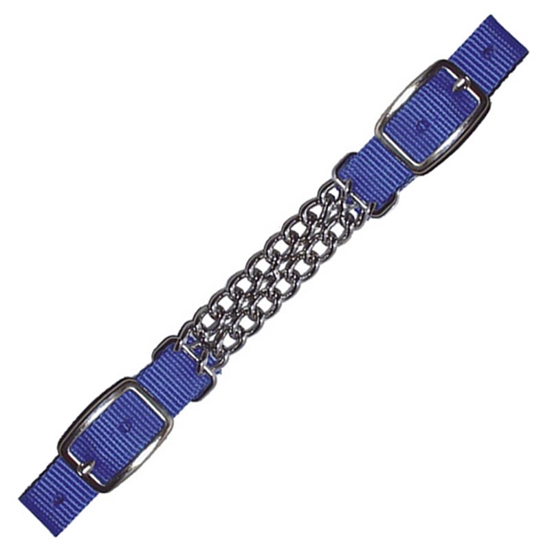 Nylon curb strap with double chain