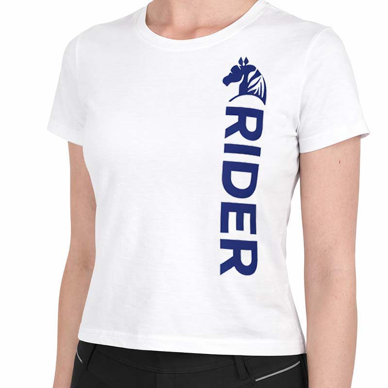 Women's Equestrian T-Shirt BLUE RIDER - white/navy print - 9397