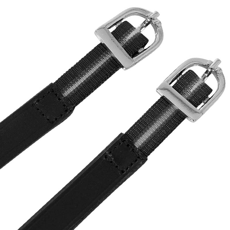 Equestro Leather Spur Straps with Elastic for English Riding - 3064