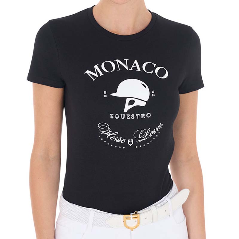 Equestro women’s t-shirt monaco with rhinestones - 9754