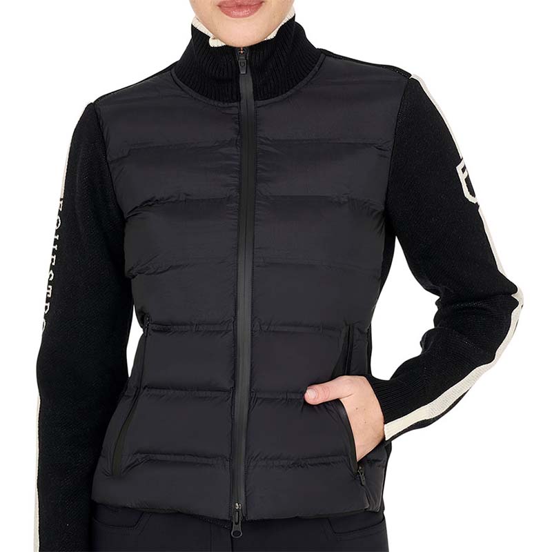 Equestro puffer jacket with knit inserts for women