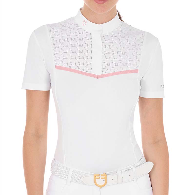 Equestro competition polo w/perforated decoration for women