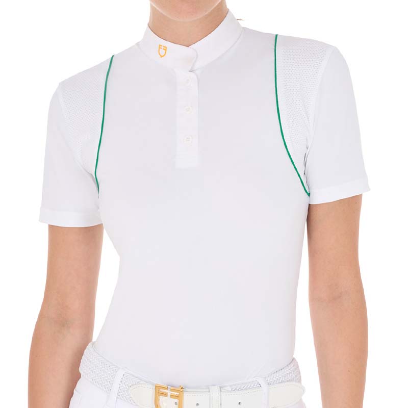 Woman competition polo with buttons short sleeve equestro - 9745