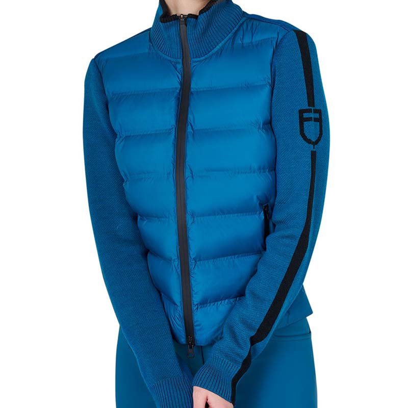 Equestro Puffer Jacket with Knit inserts for women - 9851