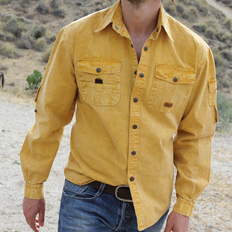 Australian shirt unisex canvas long sleeves mustard