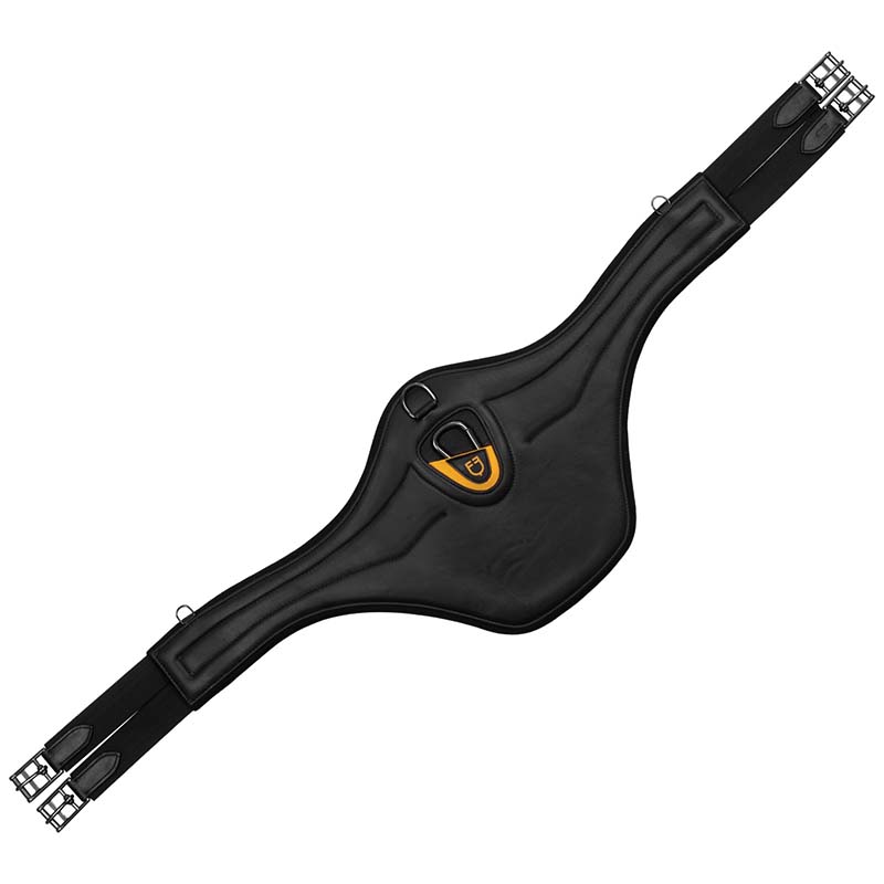 Equestro leather jumping girth with stud guard
