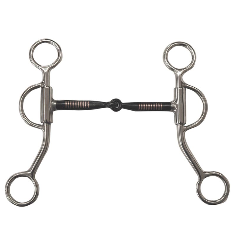 Western jointed bit black iron mouthpiece copper inserts
