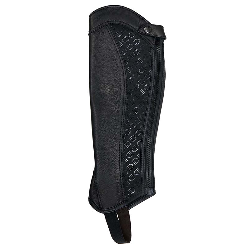 Equestro Unisex Half Chaps VESPUCCI in leather with logo insert