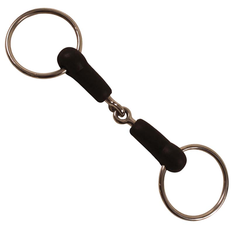 Snaffle bit jointed loose ring rubber mouth