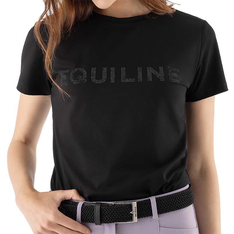 Equiline women’s cotton t-shirt with rhinestone logo gless