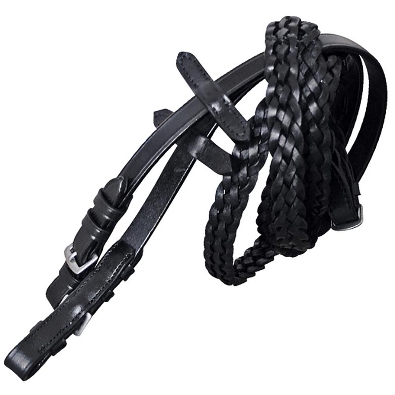 Reins in english leather braided
