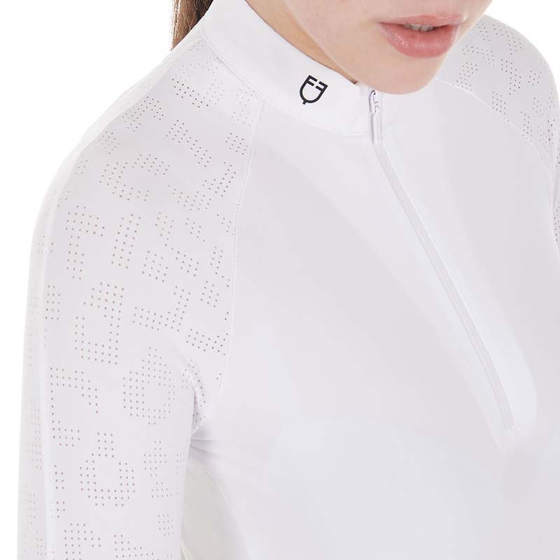 Equestro women's competition polo with leopard mesh inserts - 9884