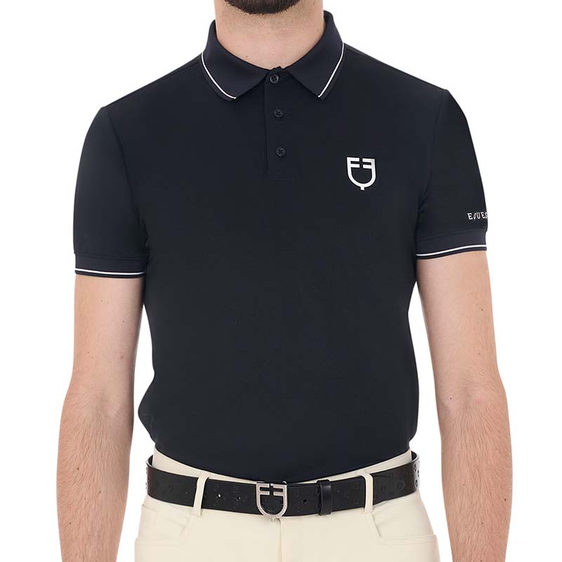 Equestro men's slim fit training polo shirt in technical fabric