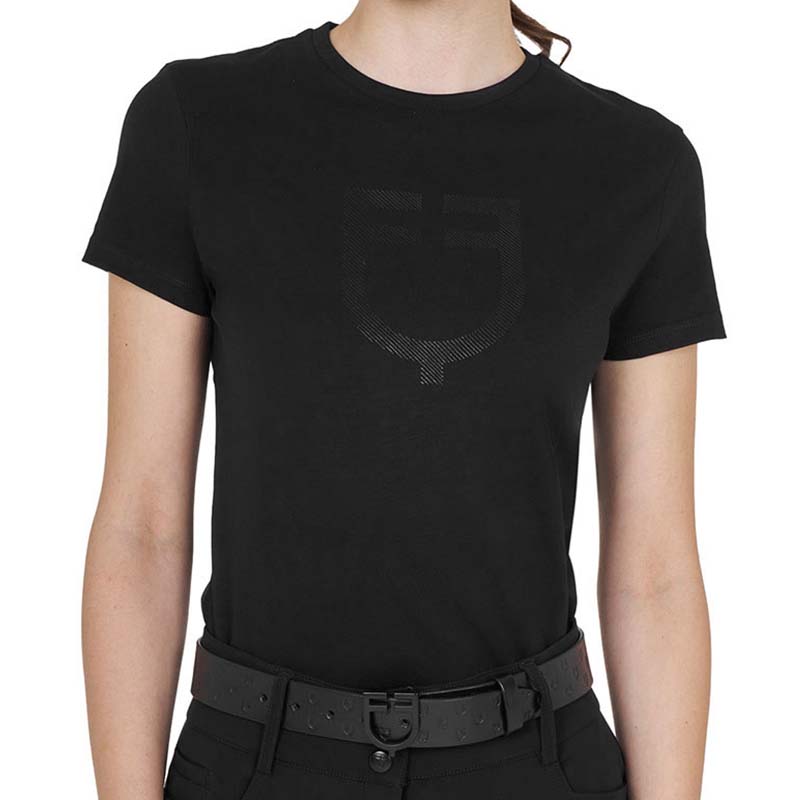 Cotton T-shirt Equestro with glossy Logo - for women - 9059
