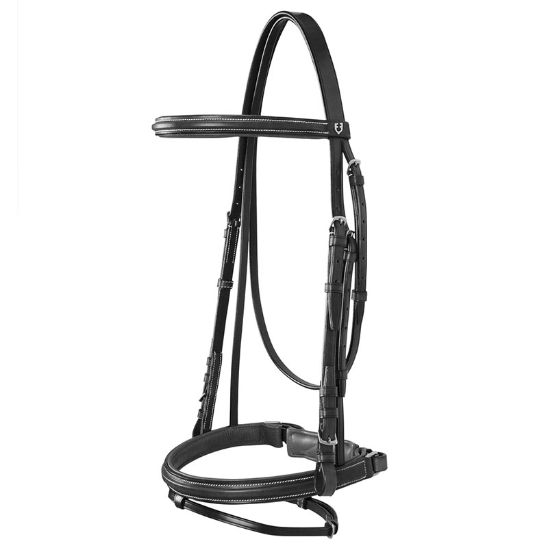 Equestro english bridle italian leather silver piping