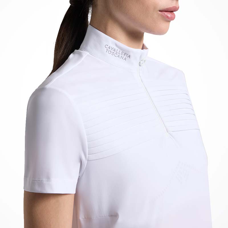 Women Short Sleeve Competition Polo Cavalleria Toscana - pleated detail - 9555