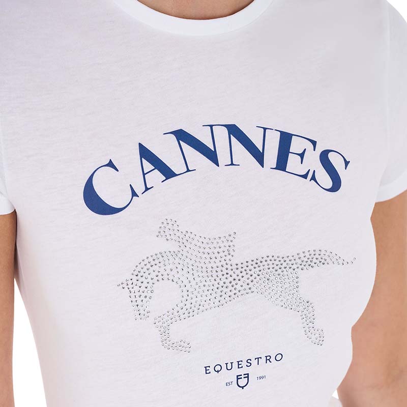 Equestro women’s t-shirt cannes with rhinestones - 9903