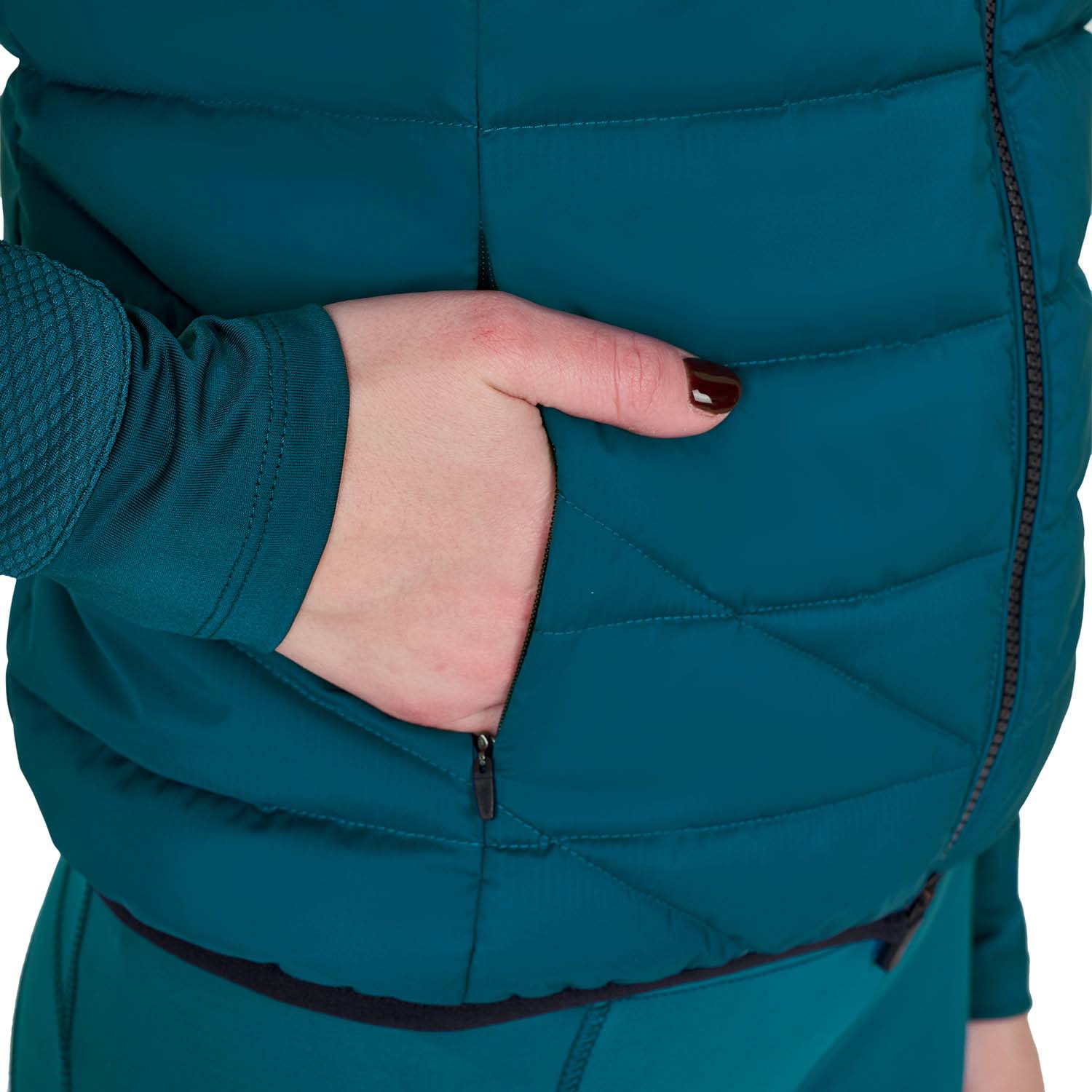 Equestro Women's Padded Vest w/contrast edges and zip - 9864