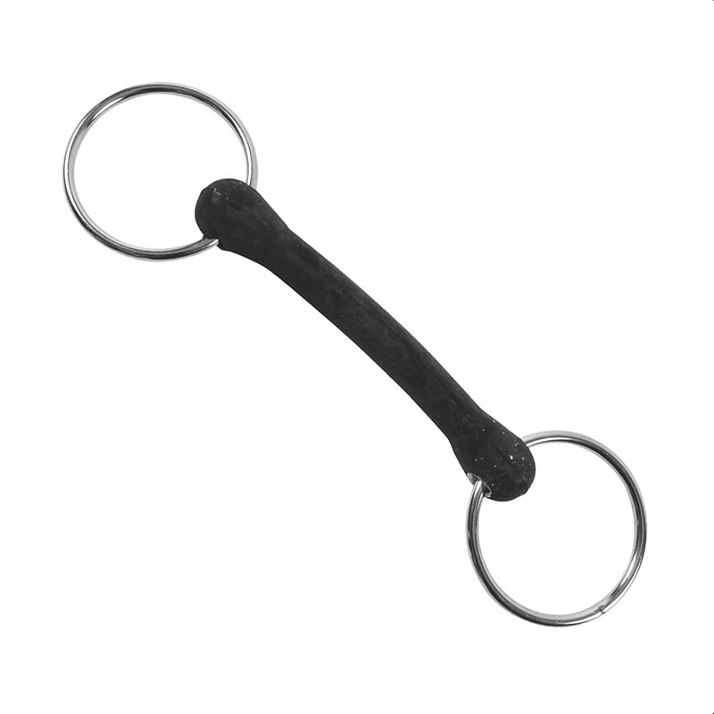 Unjointed snaffle ring bit with rubber