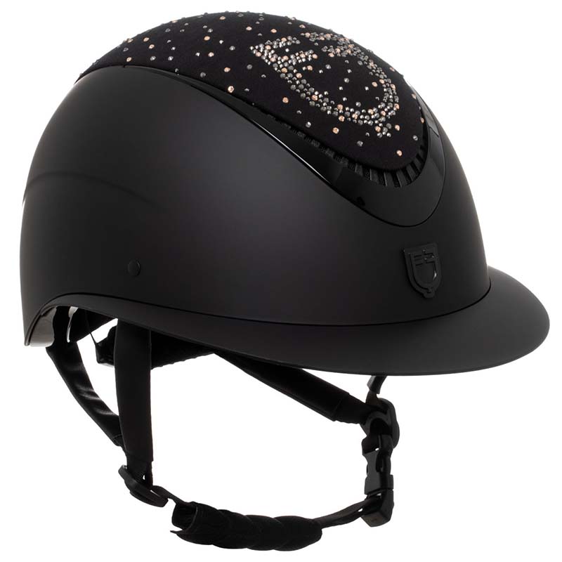Equestro PROXIMA Riding Helmet with Rhinestone Logo and Matte Shell - 9802