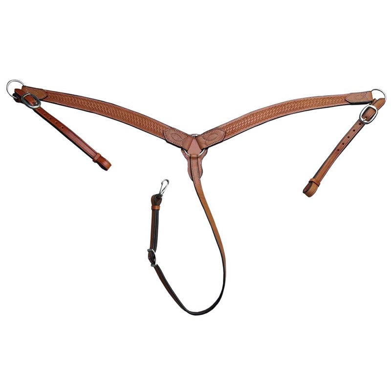 Western breastplate natowa basket tooling light leather