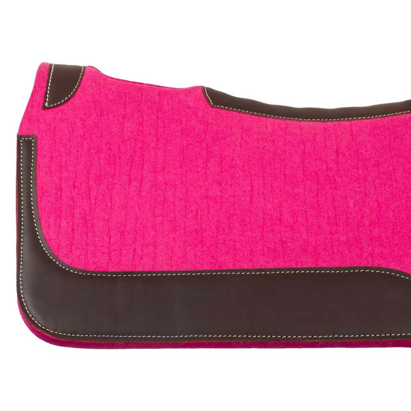 Anatomic western saddle pad in felt and leather - 5058