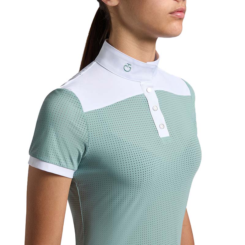 Girl competition polo shirt perforated jersey w/buttons  - 9576