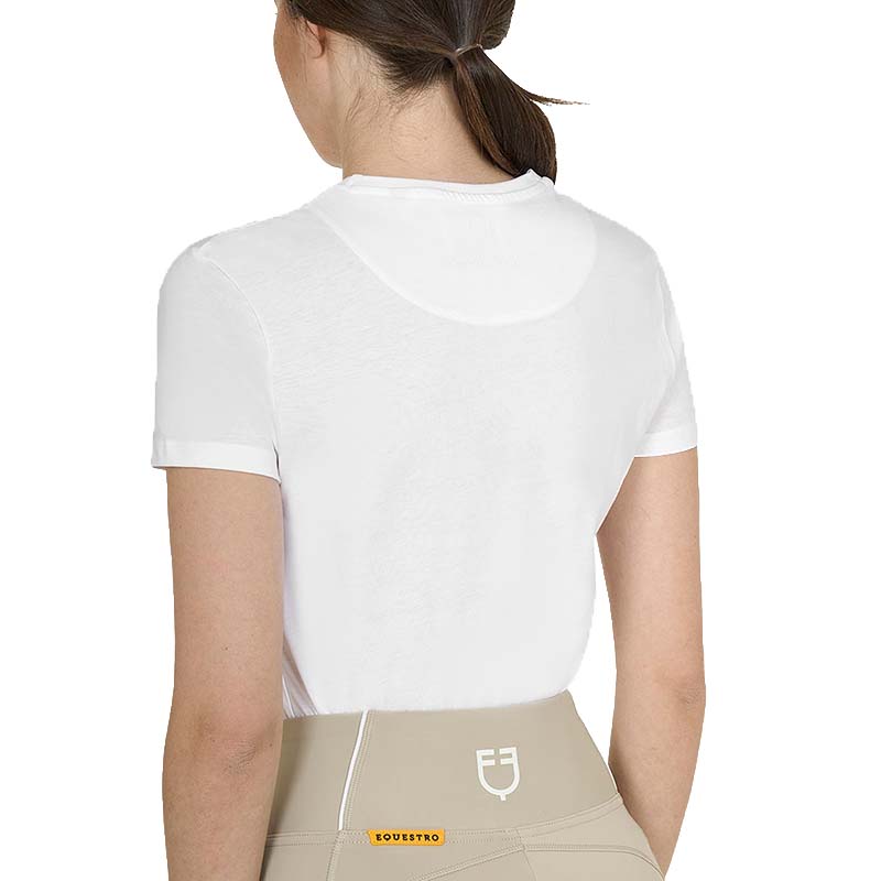 Equestro Cotton T-Shirt with gold print Horse Palm - women - 9870