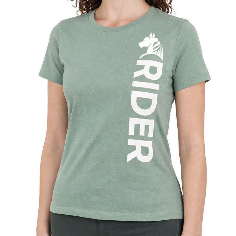 Women's Equestrian T-Shirt SAGE RIDER - sage green/white print - 9398