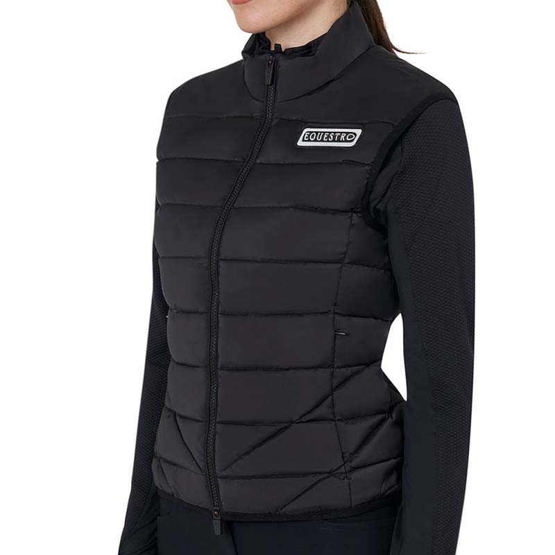 Equestro Women's Padded Vest w/contrast edges and zip - 9864